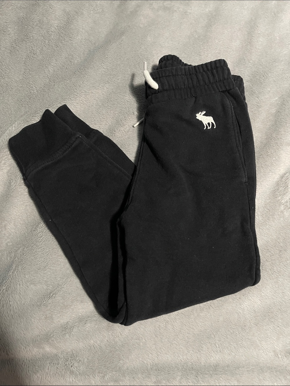 Abercrombie Kids Black Jogger Pants with White Moose Logo